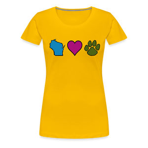 WI Loves Pets Contoured Premium T-Shirt - sun yellow