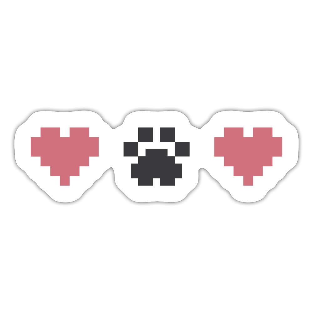 8-Bit Paw Heart Sticker - white matte