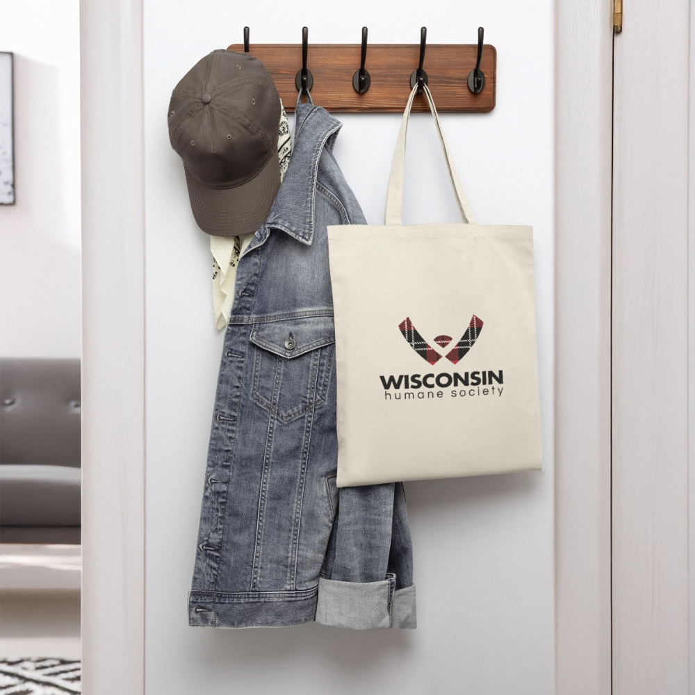 WHS Plaid Logo Tote Bag - natural