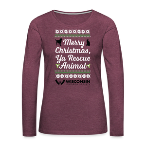 Ya Rescue Animal Contoured Premium Long Sleeve T-Shirt - heather burgundy