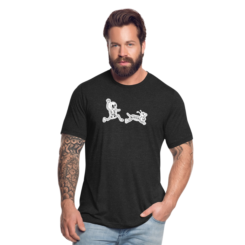 Skeleton Friends Unisex Tri-Blend T-Shirt - heather black