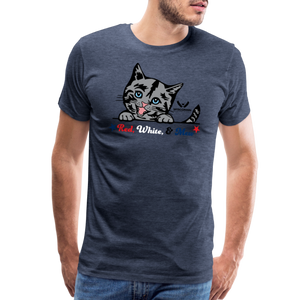 Red White & Mew Classic Premium T-Shirt - heather blue