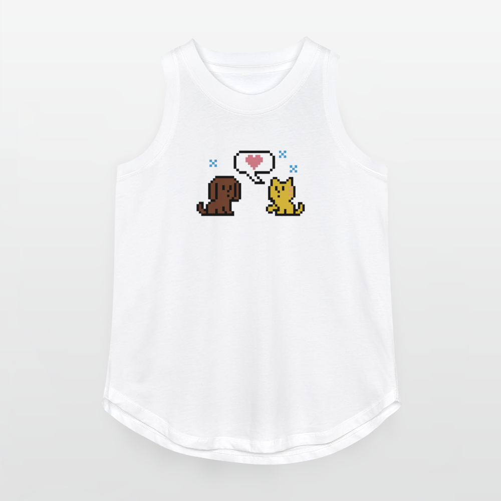8-Bit Dog & Cat Relaxed Tank Top - white