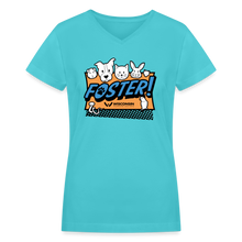 Load image into Gallery viewer, Foster Logo Contoured V-Neck T-Shirt - aqua