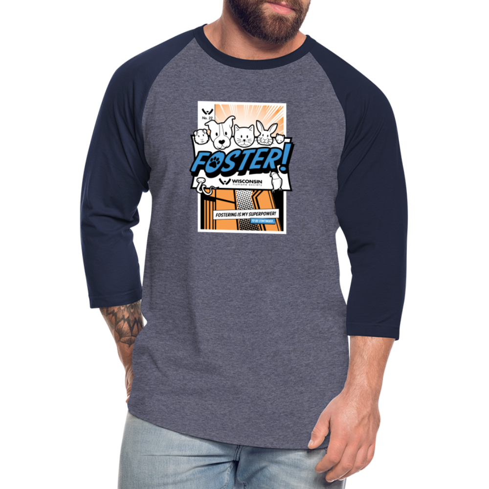 Foster Comic Baseball T-Shirt - heather blue/navy