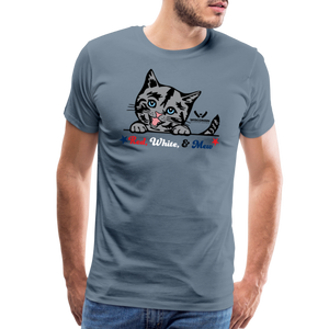 Red White & Mew Classic Premium T-Shirt - steel blue