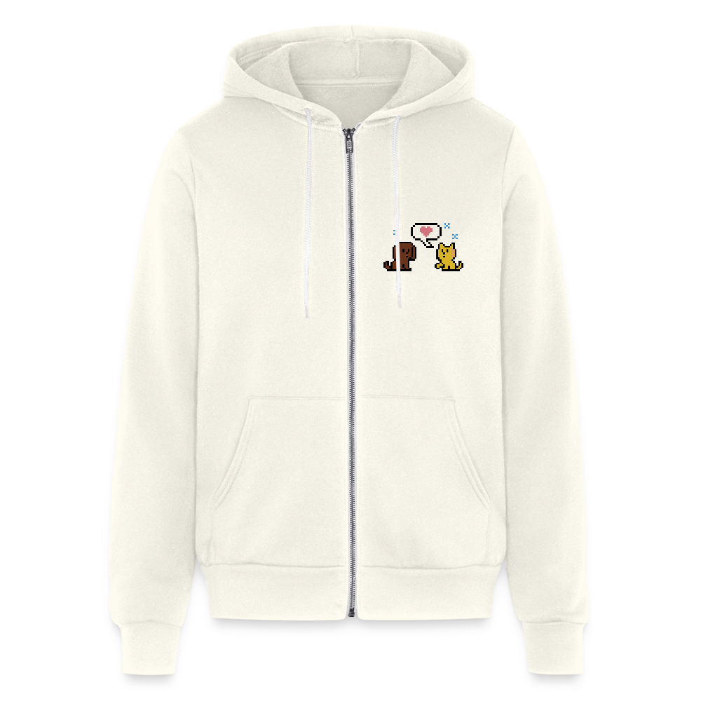 8-Bit Dog & Cat Bella + Canvas Unisex Full Zip Hoodie - vintage white
