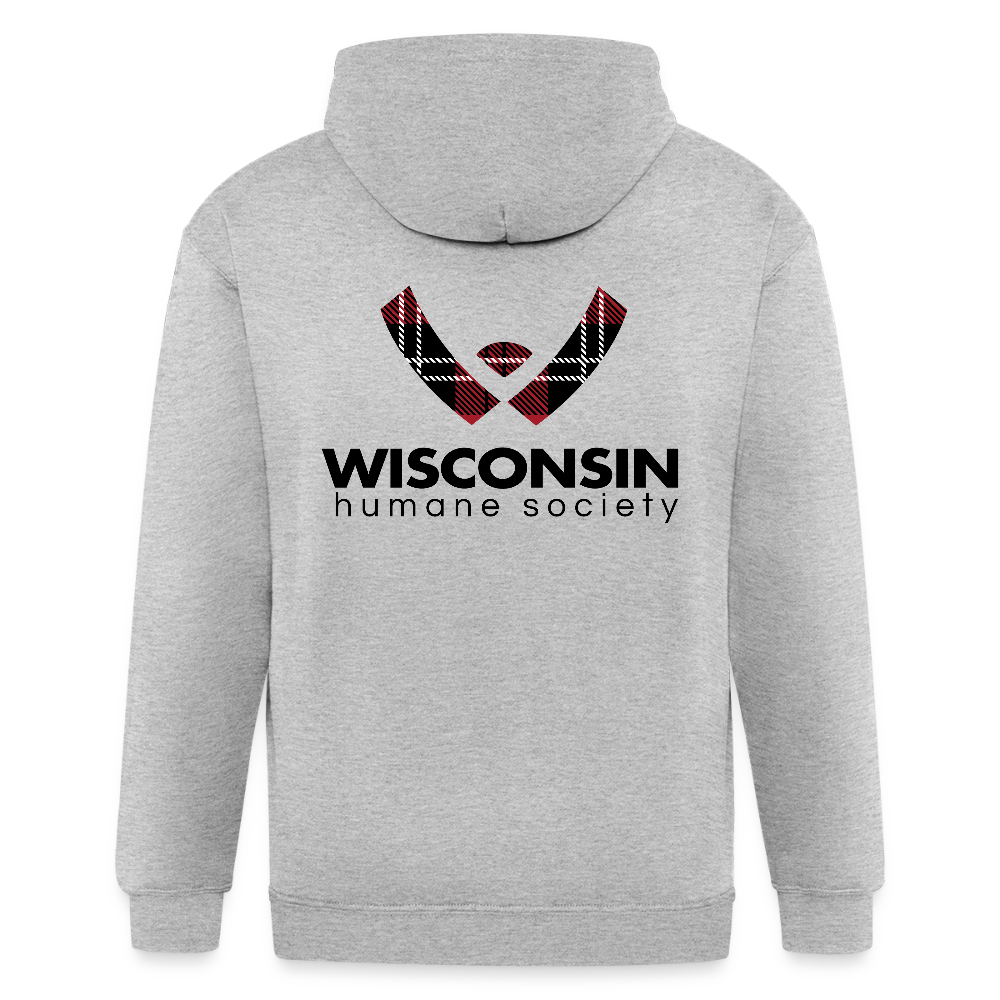WHS Plaid Logo Zip Hoodie - heather gray