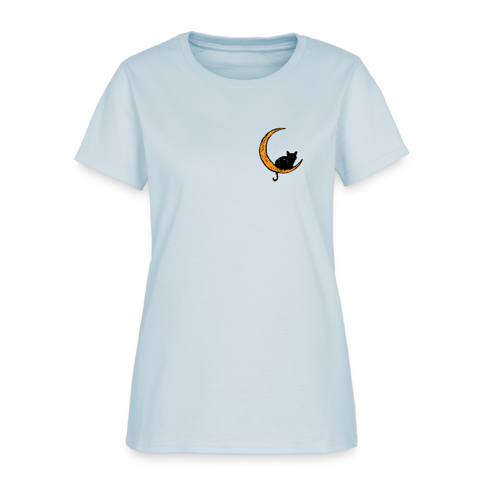 Moon Cat (Light) Contoured T-Shirt - light blue