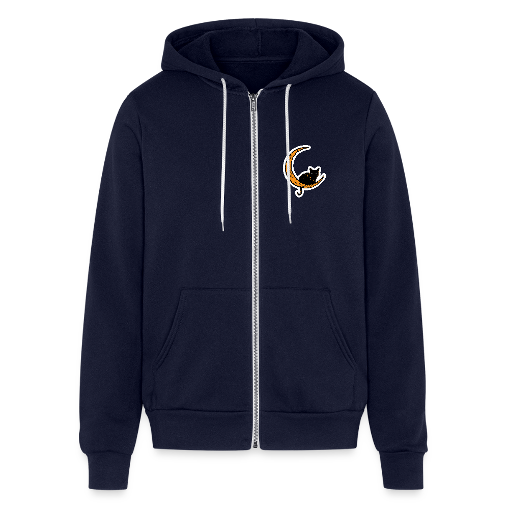Moon Cat Bella + Canvas Unisex Full Zip Hoodie - navy