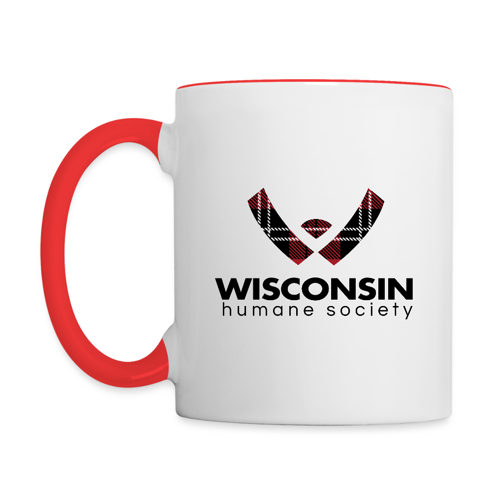 WHS Plaid Logo Contrast Coffee Mug - white/red