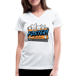 Foster Logo Contoured V-Neck T-Shirt - white