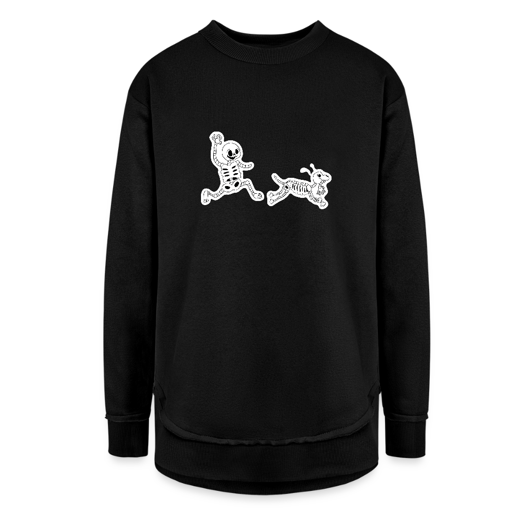 Skeleton Friends Weekend Tunic Fleece Sweatshirt - black