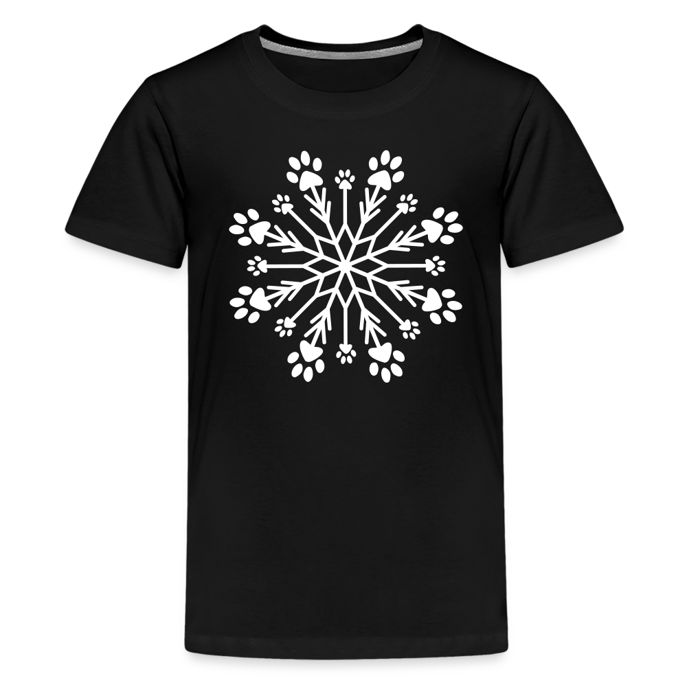 Paw Snowflake Kids' Premium T-Shirt - black