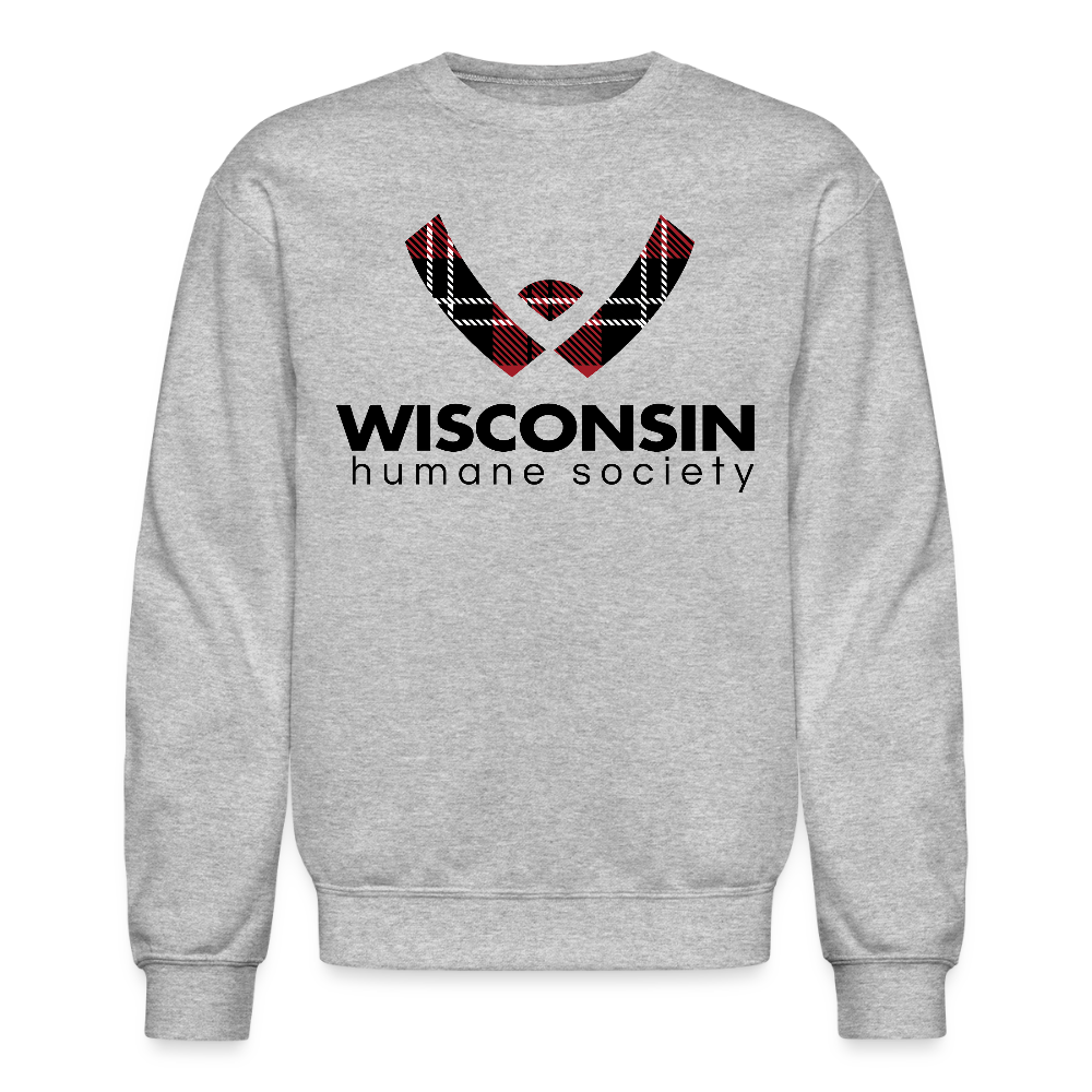 WHS Plaid Logo Crewneck Sweatshirt - heather gray