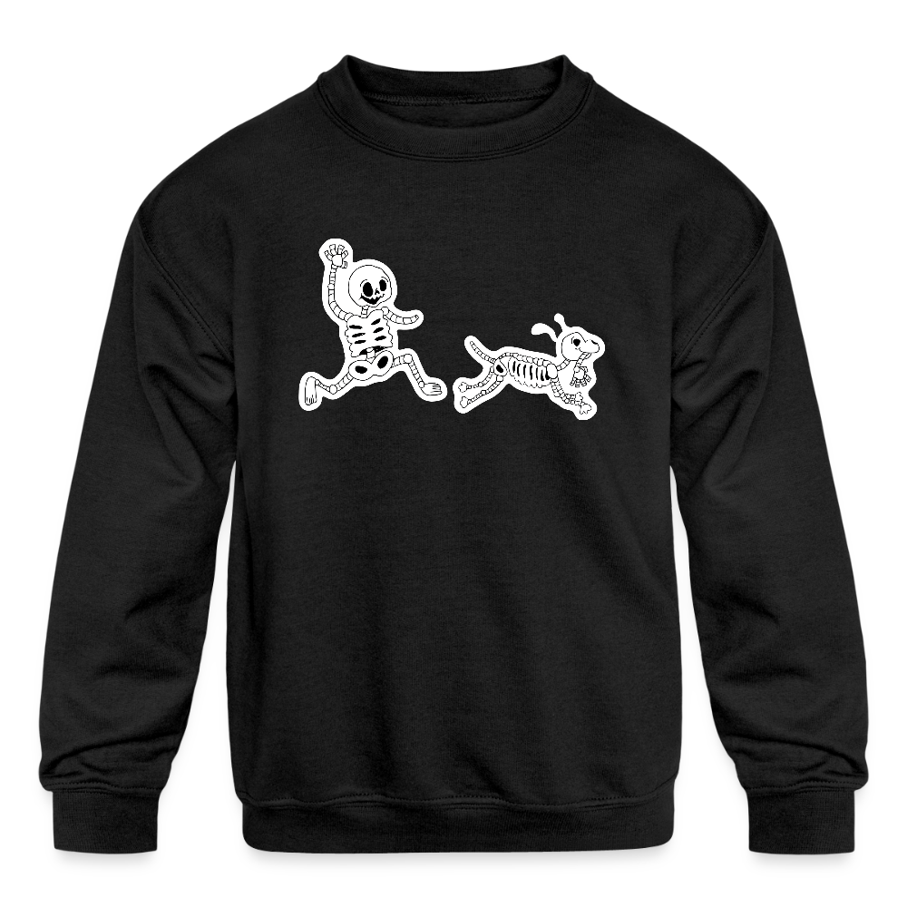 Skeleton Friends Kids' Crewneck Sweatshirt - black
