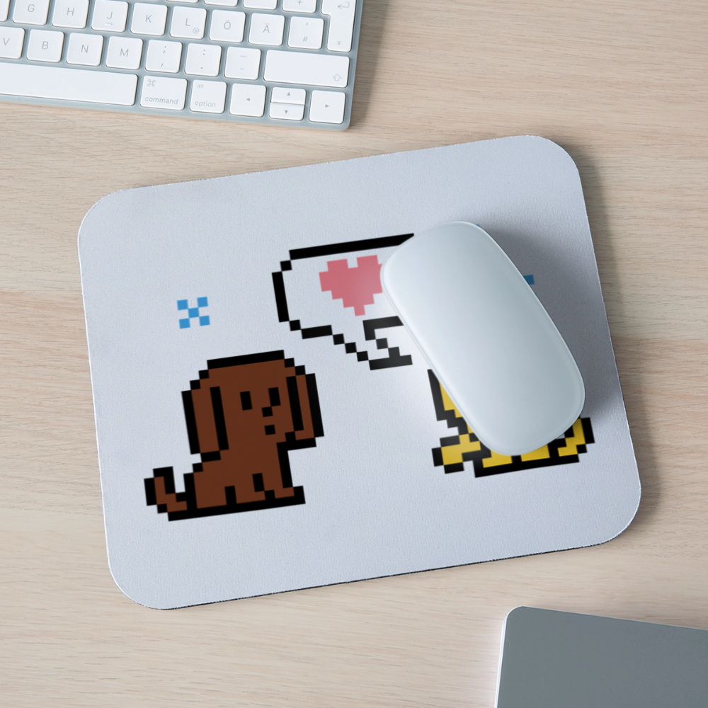 8-Bit Dog & Cat Mouse Pad - white