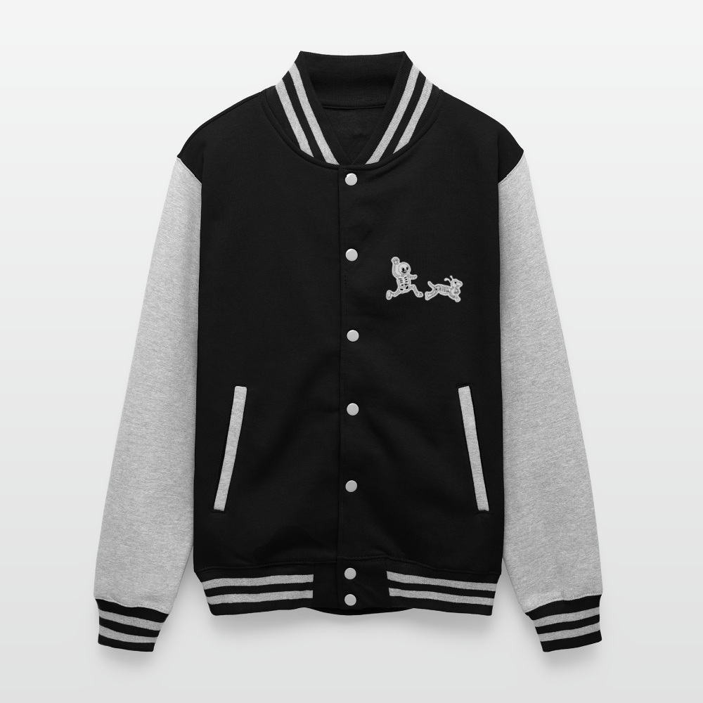 
                  
                    Skeleton Friends Just Hoods Heavyweight Letterman Jacket - black/heather grey
                  
                