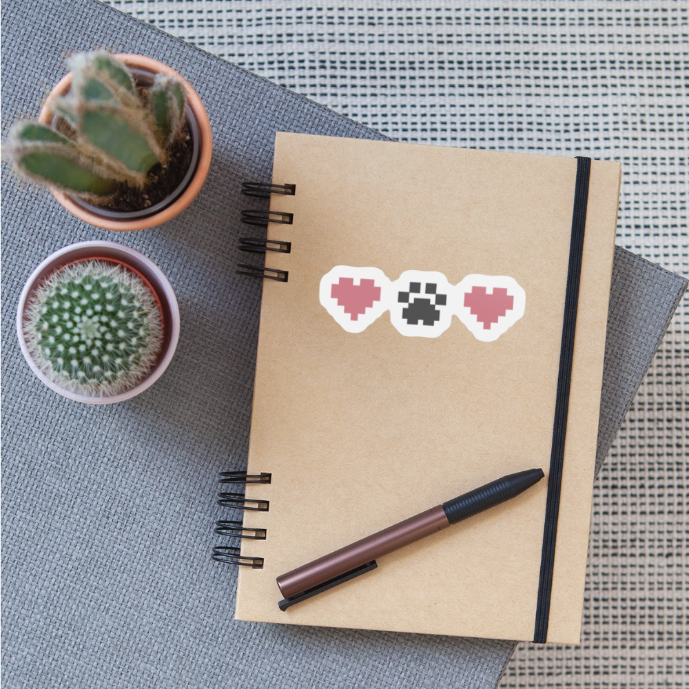 8-Bit Paw Heart Sticker - white matte