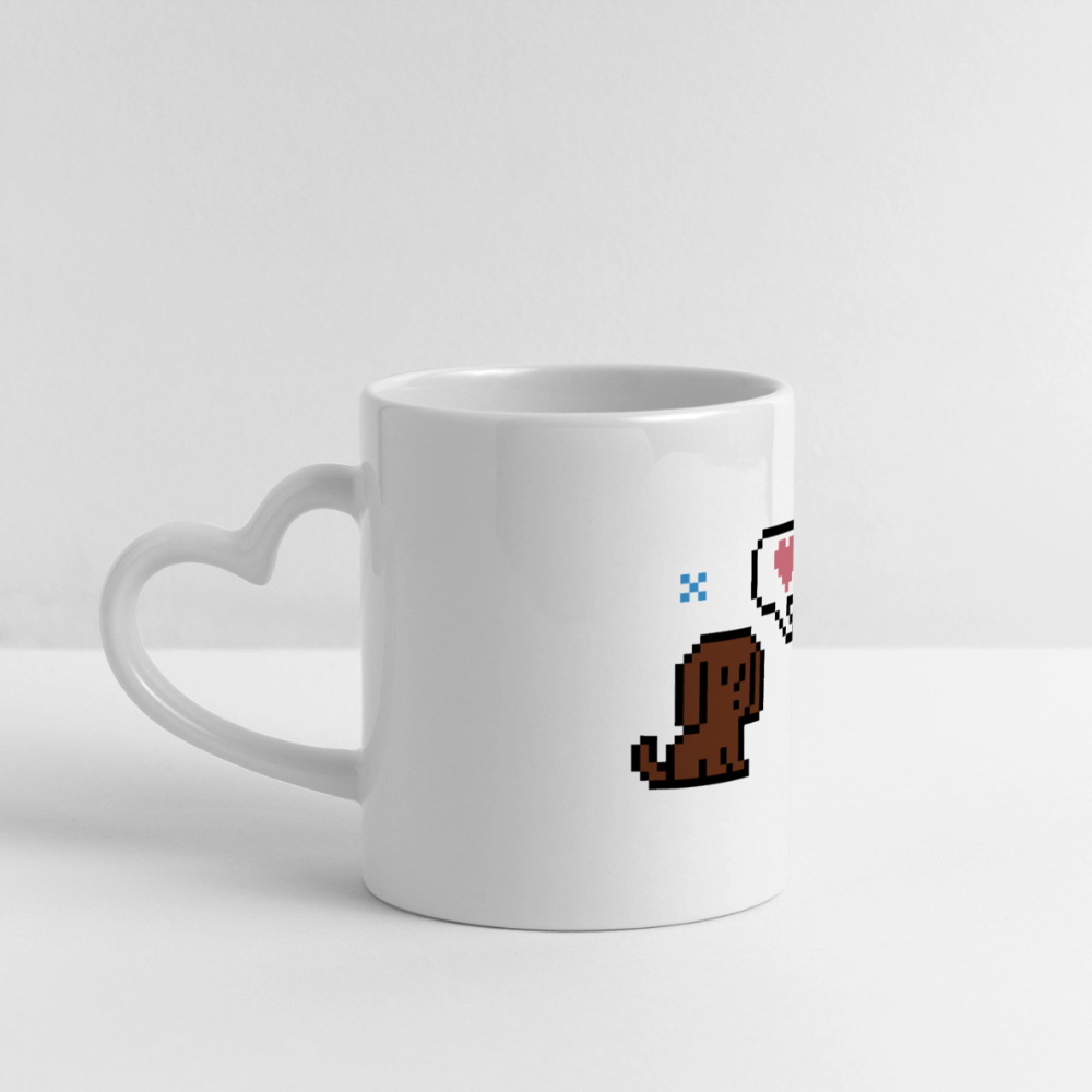 8-Bit Dog & Cat Mug with Heart Handle - white