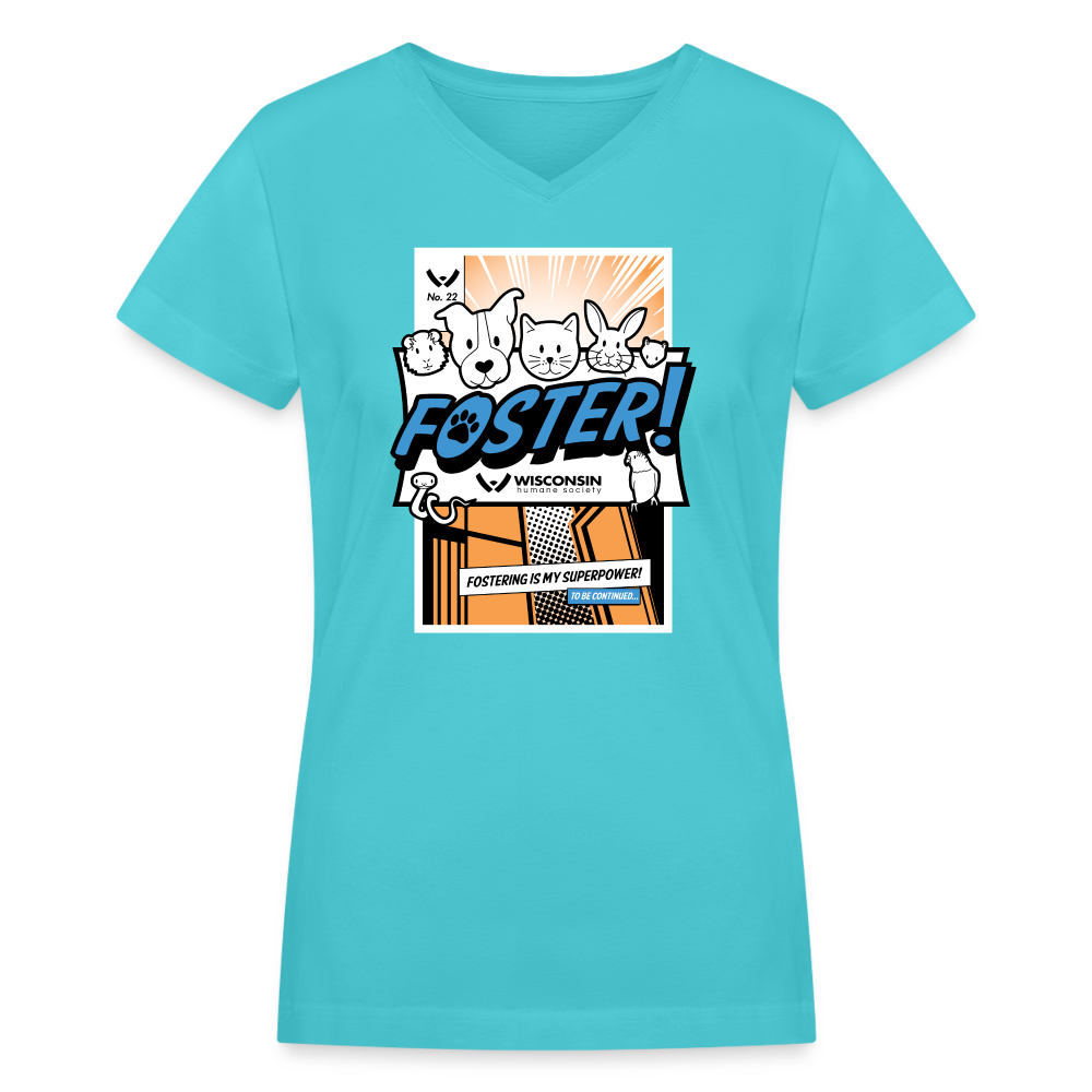 
                  
                    Foster Comic Contoured V-Neck T-Shirt - aqua
                  
                