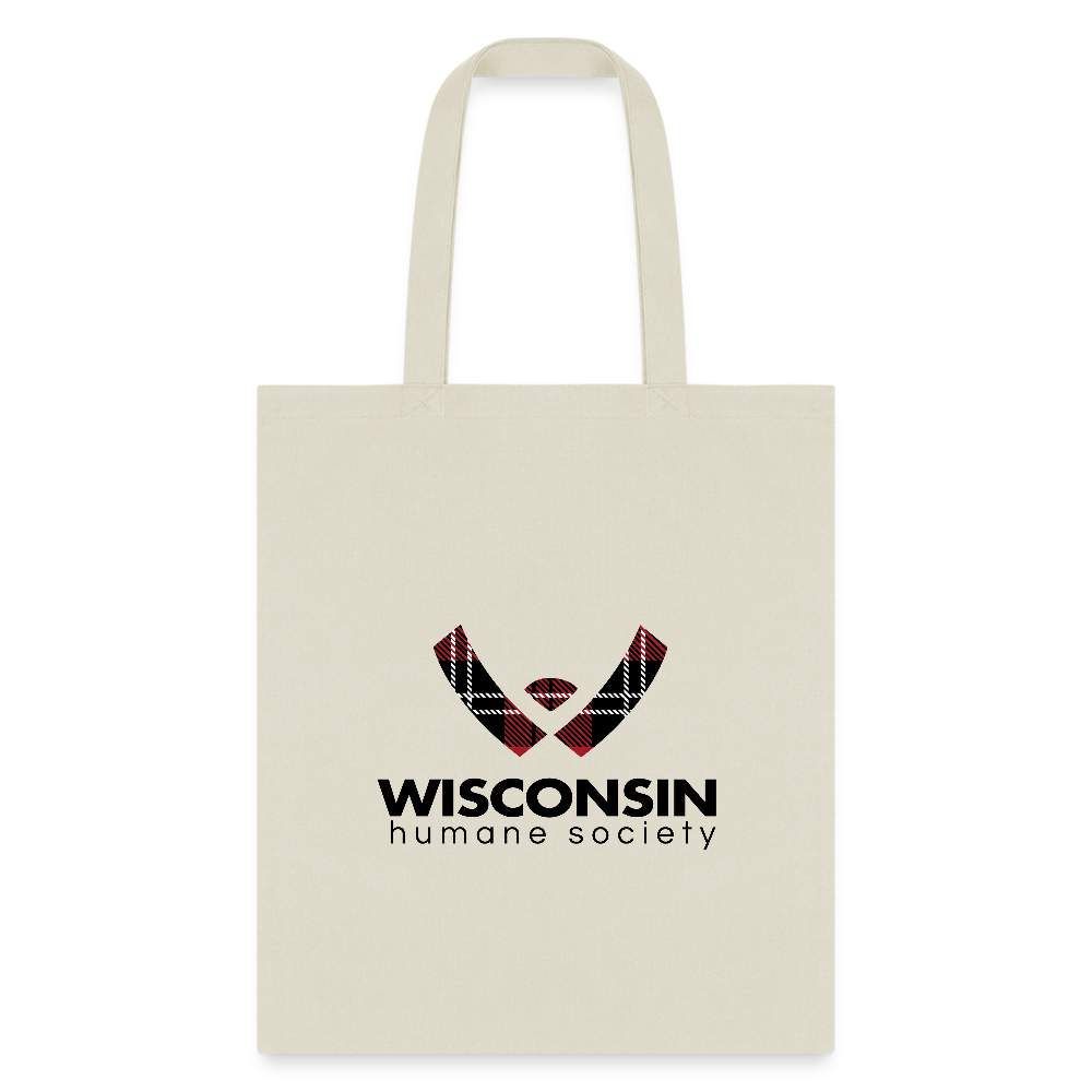WHS Plaid Logo Tote Bag - natural