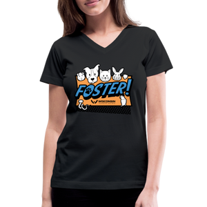 Foster Logo Contoured V-Neck T-Shirt - black