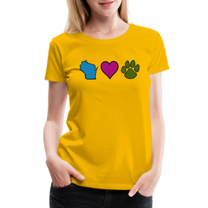 WI Loves Pets Contoured Premium T-Shirt - sun yellow