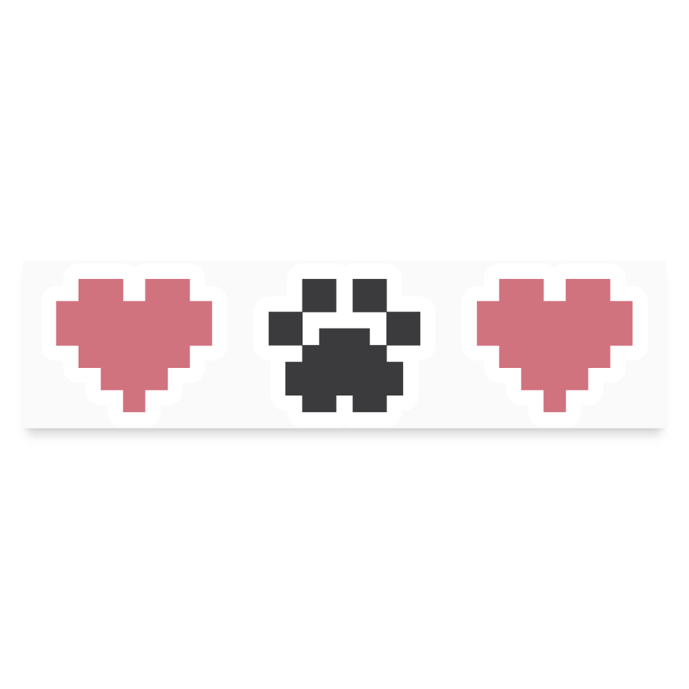 8-Bit Paw Heart Bumper Sticker - white matte
