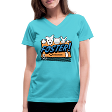 Load image into Gallery viewer, Foster Logo Contoured V-Neck T-Shirt - aqua