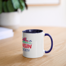 Load image into Gallery viewer, WHS License Plate Panoramic Mug - white/cobalt blue