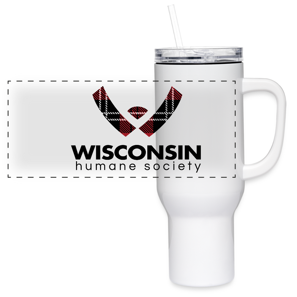 WHS Plaid Logo 40 oz Travel Tumbler - white