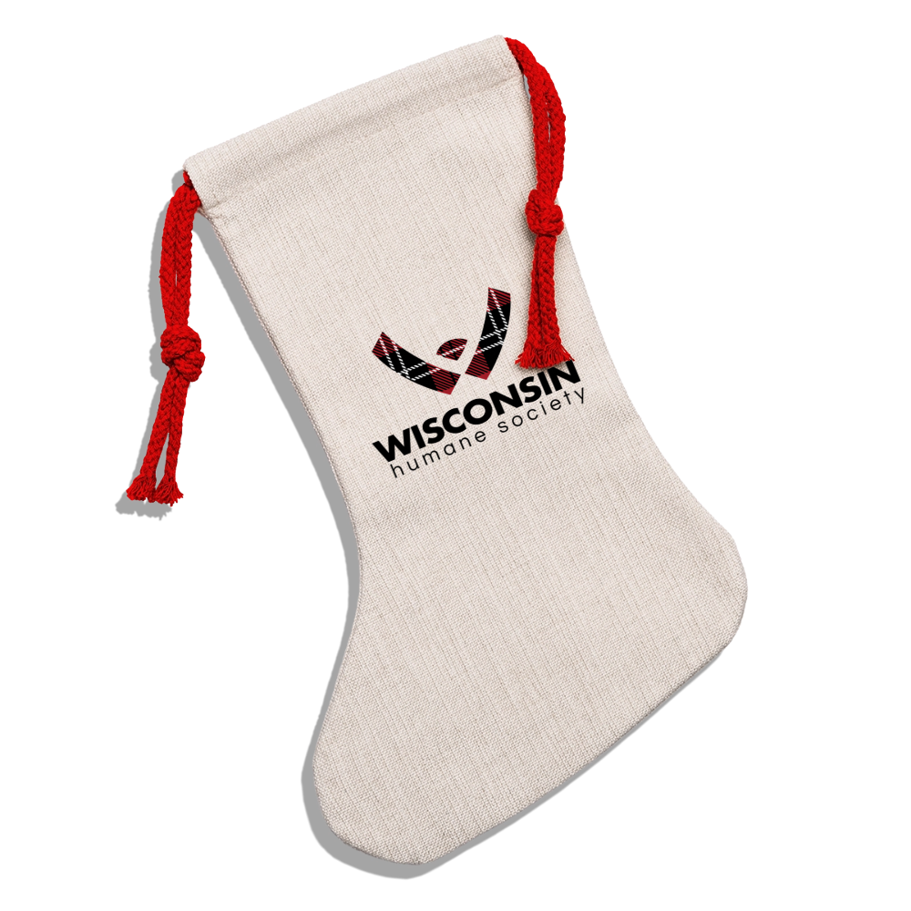 WHS Plaid Logo Natural Holiday Stocking - natural