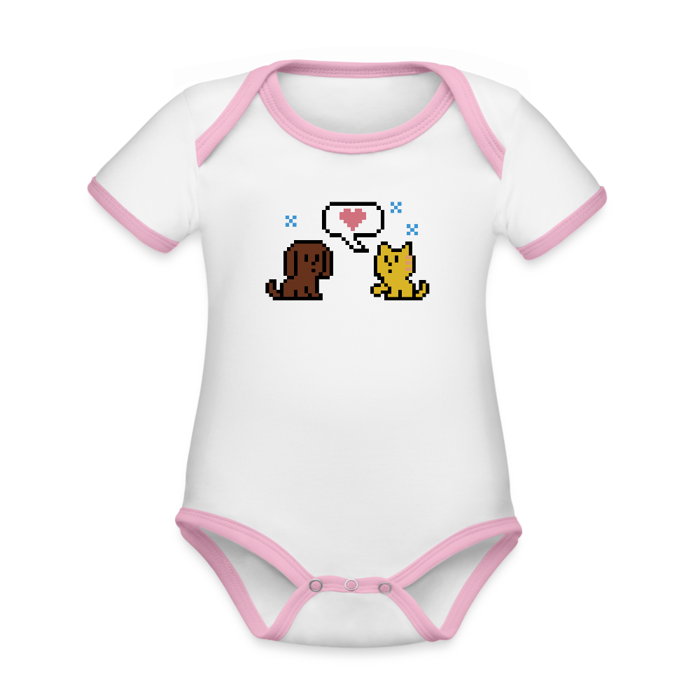 
                  
                    8-Bit Dog & Cat Organic Contrast Short Sleeve Baby Bodysuit - white/pink
                  
                