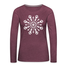 Load image into Gallery viewer, Paw Snowflake Premium Long Sleeve T-Shirt - heather burgundy