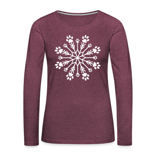 Paw Snowflake Premium Long Sleeve T-Shirt - heather burgundy