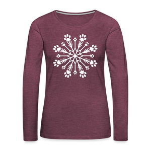 Paw Snowflake Premium Long Sleeve T-Shirt - heather burgundy