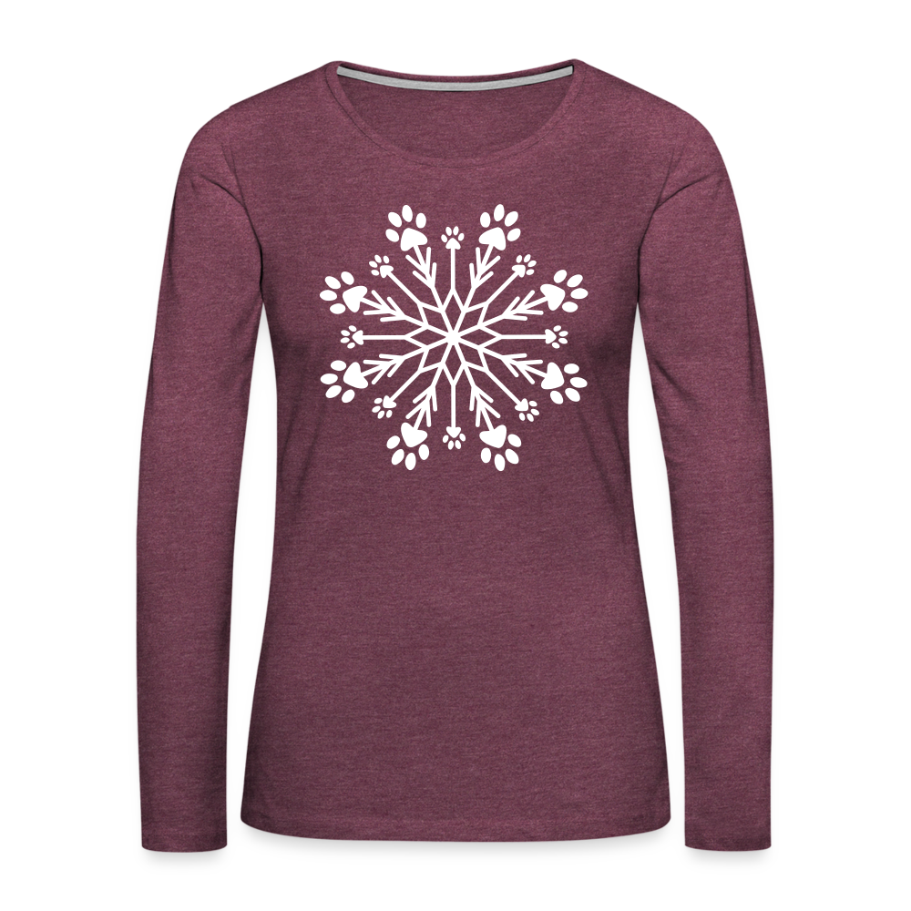 Paw Snowflake Premium Long Sleeve T-Shirt - heather burgundy