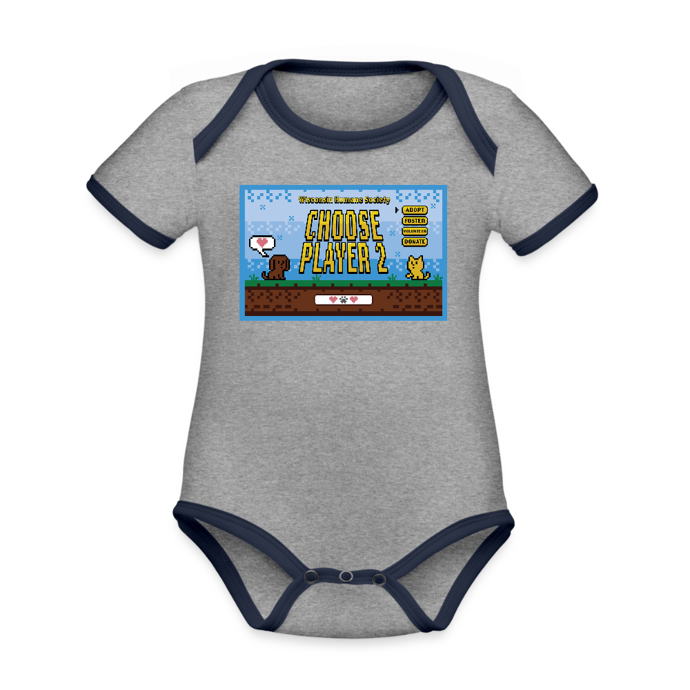 
                  
                    WHS Player 2 Organic Contrast Short Sleeve Baby Bodysuit - heather gray/navy
                  
                
