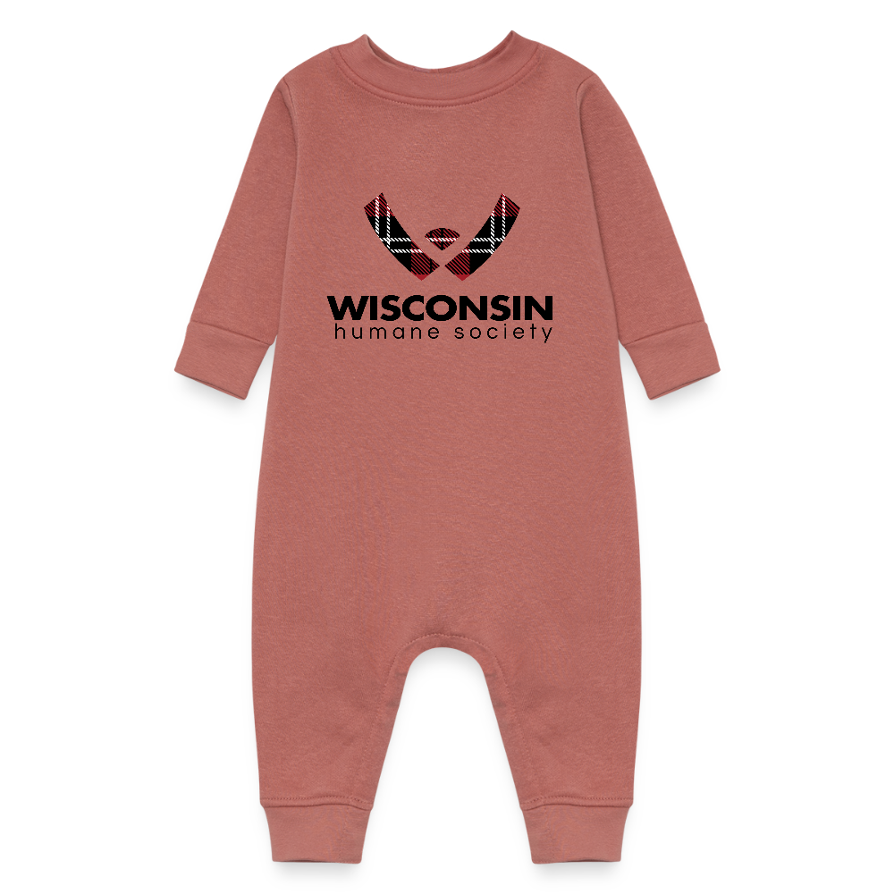 WHS Plaid Logo Baby Fleece One Piece - mauve