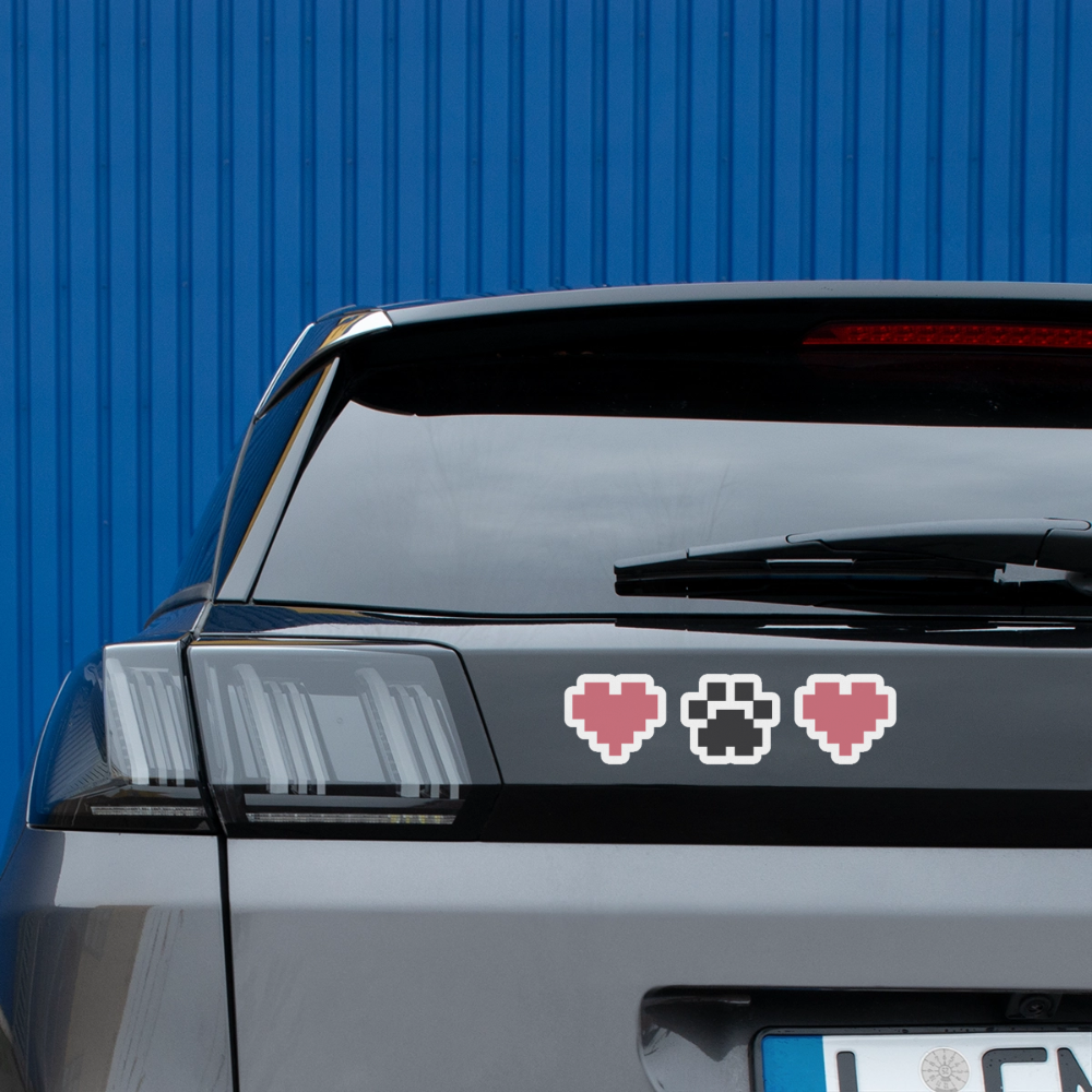 8-Bit Paw Heart Bumper Sticker - white matte