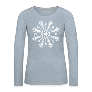 Paw Snowflake Premium Long Sleeve T-Shirt - heather ice blue