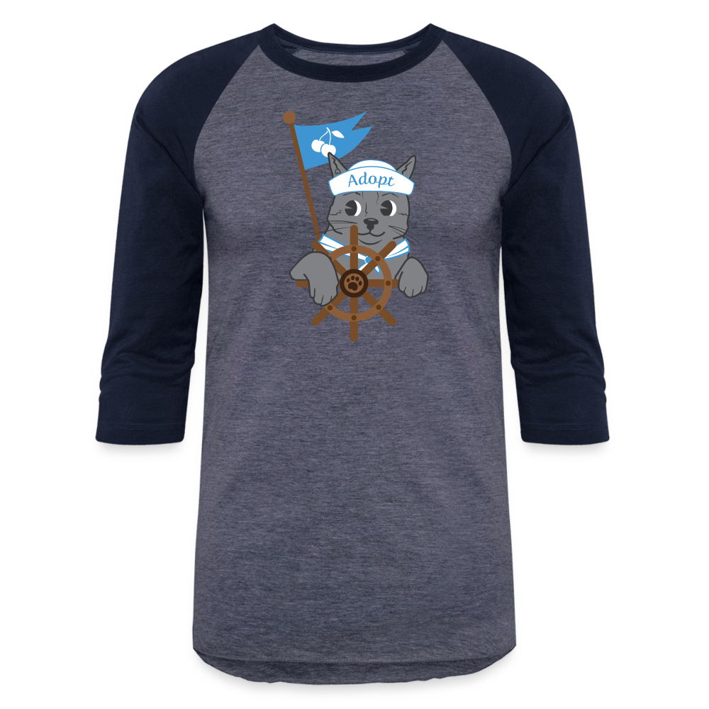 
                  
                    Door County Sailor Cat Baseball T-Shirt - heather blue/navy
                  
                