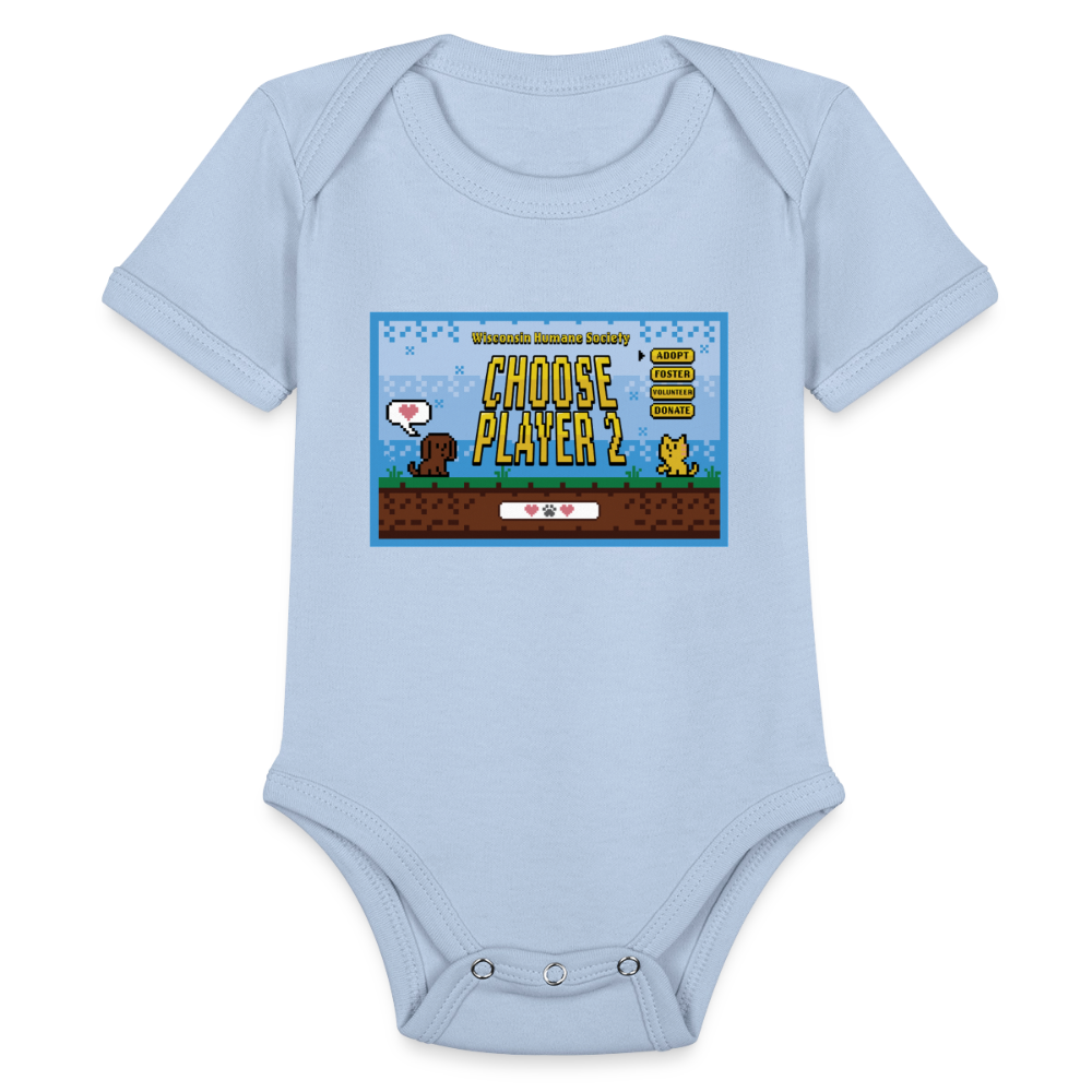 WHS Player 2 Organic Short Sleeve Baby Bodysuit - sky