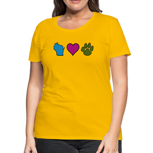 WI Loves Pets Contoured Premium T-Shirt - sun yellow