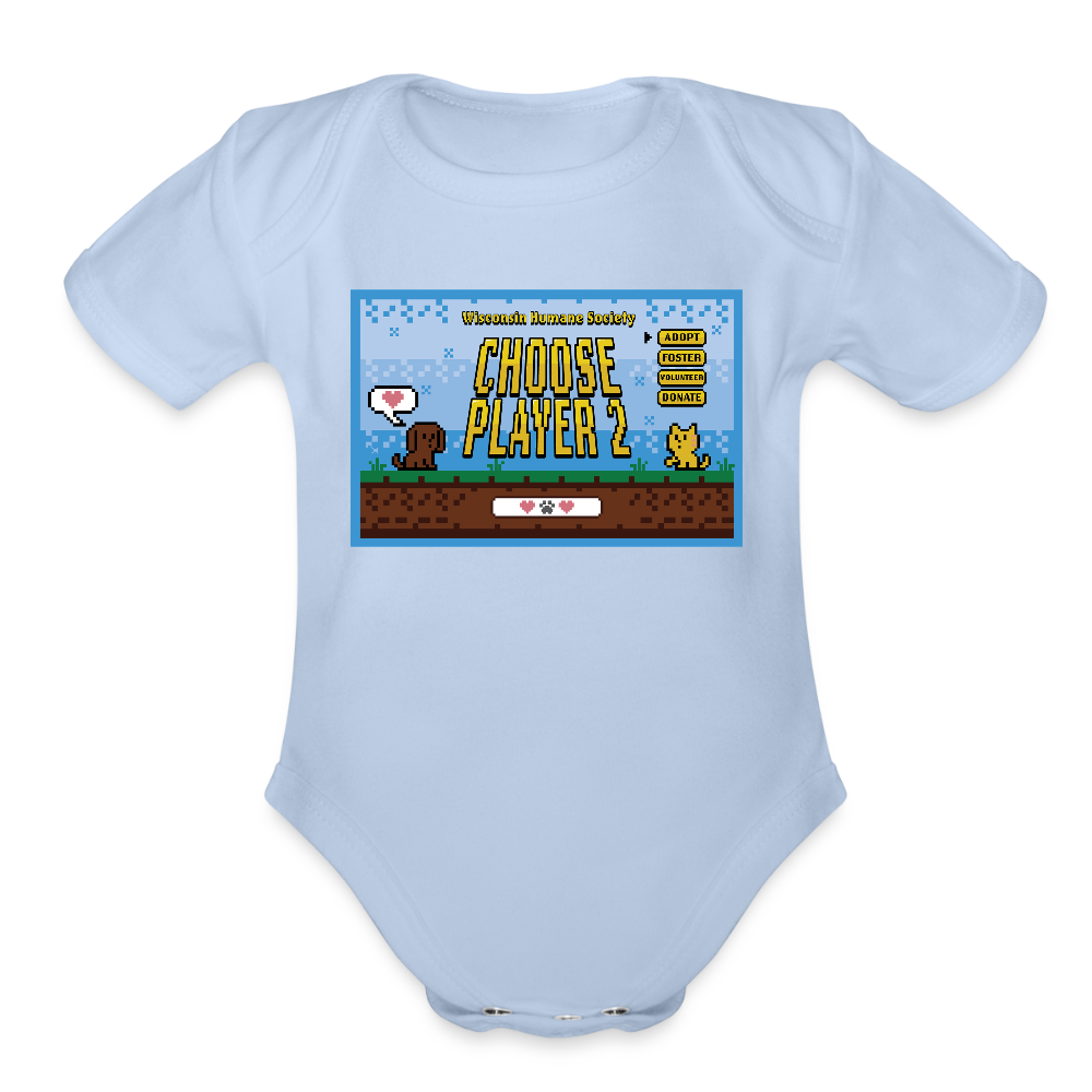 WHS Player 2 Organic Short Sleeve Baby Bodysuit - sky