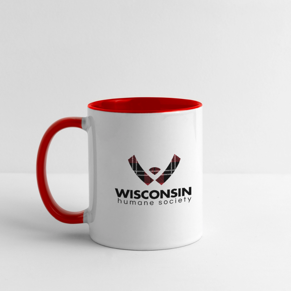 WHS Plaid Logo Contrast Coffee Mug - white/red