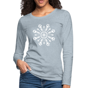 Paw Snowflake Premium Long Sleeve T-Shirt - heather ice blue