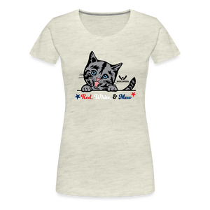 Red White & Mew Contoured Premium T-Shirt - heather oatmeal