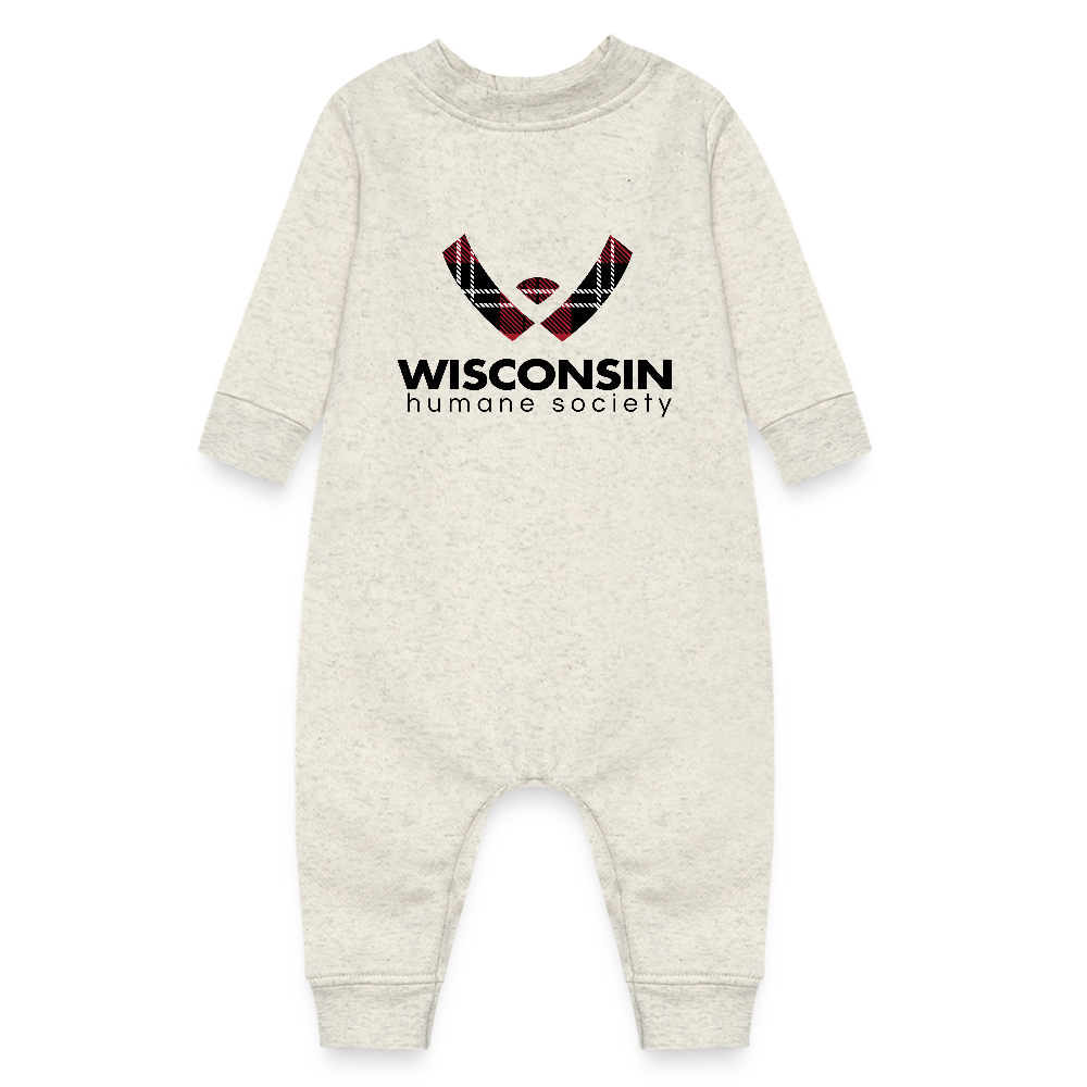 WHS Plaid Logo Baby Fleece One Piece - heather oatmeal